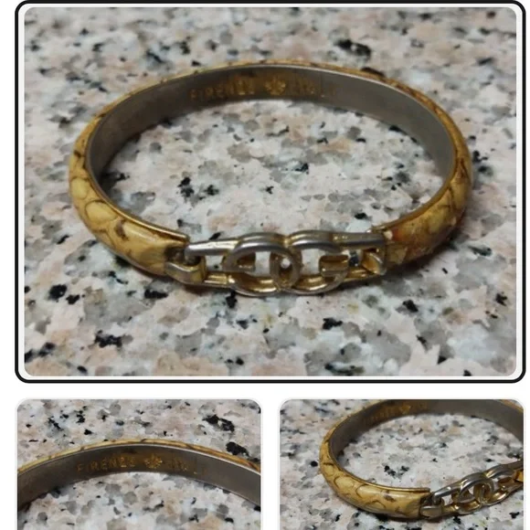 Gold and Brown Bangle Bracelet